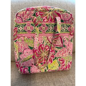 Vera Bradley Tall Zip Tote – Retired “Pinwheel Pink” Pattern pink green